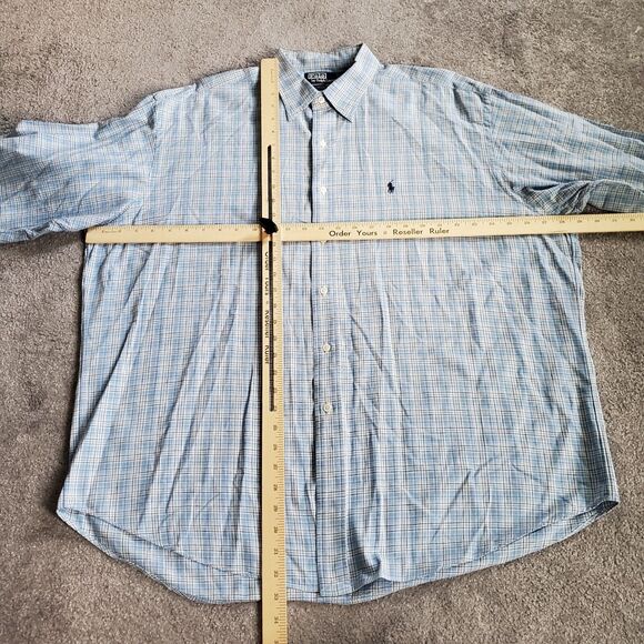 Polo Ralph Lauren Shirt Mens Extra Large Blue Button Up Plaid Linen Lowell Sport - Picture 8 of 14
